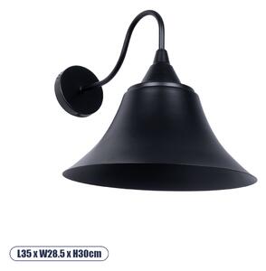 GloboStar® BELL 01038 Vintage Industrial Φωτιστικό Τοίχου - Απλίκα Μονόφωτο 1 x E27 AC 220-240V IP20 - Μ35 x Π28.5 x Υ30cm - Μαύρο Καμπάνα