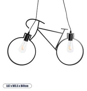 GloboStar® BIKE 01213 Vintage Κρεμαστό Φωτιστικό Οροφής Δίφωτο 2 x E27 AC220-240V IP20 - Μ67 x Π3.5 x Υ41cm - Μαύρο Μεταλλικό