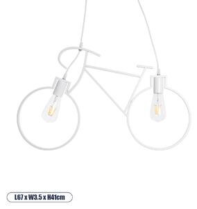 GloboStar® BIKE 01300 Vintage Κρεμαστό Φωτιστικό Οροφής Δίφωτο 2 x E27 AC220-240V IP20 - Μ67 x Π3.5 x Υ41cm - Λευκό Μεταλλικό