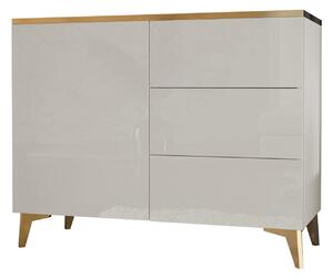 Σιφονιέρα Comfivo AD100, Beige, Γυαλιστερό Beige, Χρυσό, 85x100x40cm