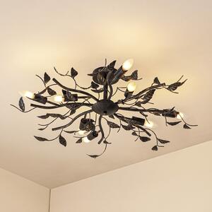 Lindby Φωτιστικό οροφής Yos, 8 φώτα, 85 cm, μαύρο-χρυσό, E14, ρυθμιζόμενος, Μαύρο, υπνοδωμάτιο, Μέταλλο, Φλωρεντινή