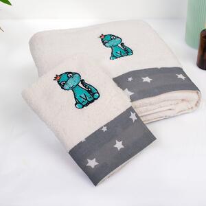 Παιδικές Πετσέτες (Σετ 2τμχ) Dimcol Dinosaur 181 Ecru-Grey
