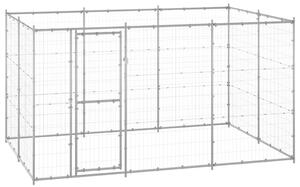Κλουβί Σκύλου Εξωτερικού Χώρου 7,26 μ² από Γαλβανισμένο Χάλυβα - Ασήμι
