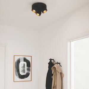 Nordlux Downlight Pitcher, μαύρο/ορείχαλκο, 3 λάμπες, στρογγυλό, μέταλλο, ρυθμιζόμενος, Μαύρο, Σαλόνι / τραπεζαρία, Μέταλλο, σύγχρονο