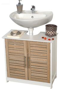 Eurocasa 9938 Πάγκος χωρίς Νιπτήρα Μ60xΒ30xΥ70cm Καφέ/Λευκό