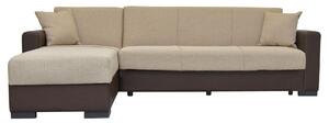 Καναπές Κρεβάτι Γωνιακός JOSE Μπεζ/Καφέ PU 270x165x84cm