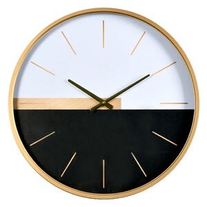 Ρολόι Τοίχου Μαύρο/Λευκό/Χρυσό Μέταλλο/MDF 60x60x6cm