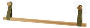 Βάση bamboo για πετσέτες με δερμάτινο λουρί