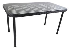 Τραπέζι Κήπου AMPLAS Μαύρο Μέταλλο/Rattan/Γυαλί 140x80x73cm