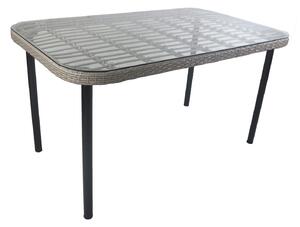 Τραπέζι Κήπου AMPLAS Γκρι/Μαύρο Μέταλλο/Rattan/Γυαλί 140x80x73cm