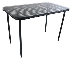 Τραπέζι Κήπου ANNIUS Μαύρο Μέταλλο/Rattan/Γυαλί 120x70x78cm