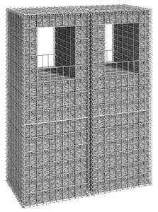 Συρματοκιβώτια Στύλοι 2 τεμ. 50 x 50 x 140 εκ. Σιδερένιοι - Ασήμι