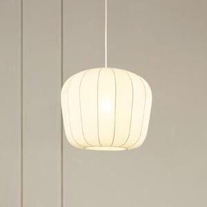 Lindby κρεμαστό φωτιστικό Helin, λευκό, Ø 35 cm, ύφασμα, ρυθμιζόμενος, Λευκό, Σαλόνι / τραπεζαρία, Ύφασμα / Κλωστοϋφαντουργία, σύγχρονο
