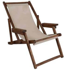 Σεζλόνγκ Με Μπράτσα Klara Με Πανί Pvc Ecru 66x120x82cm Οξιά Ξύλο Walnut Megapap
