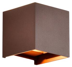 Mantra Iluminación Εξωτερικό φωτιστικό τοίχου LED Davos, corten, γωνιακό, dimmable αλουμίνιο, ρυθμιζόμενος, Καφέ / Σκουριάς, Αλουμίνιο, Πρίζα τοίχου πάνω/κάτω