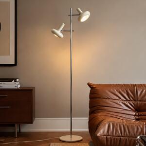 Lindby Λάμπα δαπέδου Dylan, 2 λάμπες, χρώμιο/μπεζ, 150 εκ., E14, Μπεζ, Σαλόνι / τραπεζαρία, Μέταλλο, Vintage
