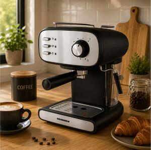 Καφετιέρα Espresso Heinner HEM-1100BKX με ισχύ 850W, χωρητικότητα δοχείου νερού 1,2L και πίεση 15 bar