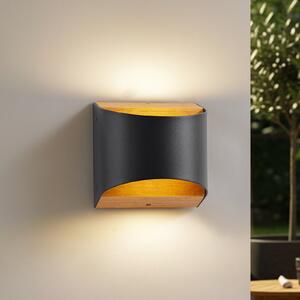Lindby LED απλίκι Lenore, μαύρο, μέταλλο, 13cm, IP44