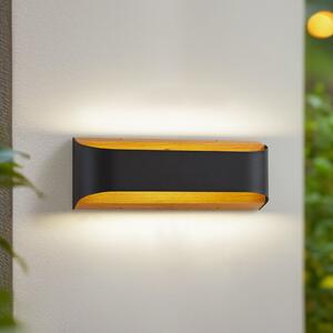 Lindby LED εξωτερικός φωτισμός τοίχου Lenore, μαύρος, μέταλλο, 36,5cm, Μαύρο, Αλουμίνιο, σύγχρονο