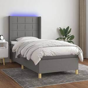 VidaXL Κρεβάτι Boxspring με Στρώμα & LED Σκ.Γκρι 80x200 εκ. Υφασμάτινο