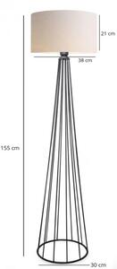 Φωτιστικό δαπέδου Firdo I pakoworld Ε27 ύφασμα κρέμα-μέταλλο μαύρο Φ38x121εκ