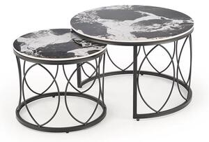 ALEXANDRA set of two coffee tables, black marble / black