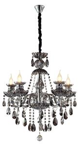 Artekko Chandelier Riky Πολυέλαιος 5φωτος Ανθρακί Κρύσταλλο (60x60x70)cm