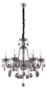 Artekko Chandelier Πολυέλαιος 6φωτος Ανθρακί Κρύσταλλο (60x60x70)cm