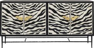 Μπουφές Zebra Ασπρόμαυρος 160x40x80εκ - Μαύρο