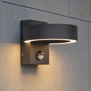 Lucande Εξωτερικός φωτιστικός τοίχου LED Nirella, μαύρος, CCT, με αισθητήρα, Μαύρο, Μέταλλο, σύγχρονο