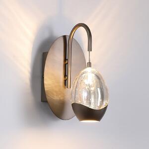 Searchlight LED απλίκα Seeds, κρεμ, πλάτος 11 cm, γυαλί/μέταλλο, ρυθμιζόμενος, Μπεζ, Σαλόνι / τραπεζαρία, Γυαλί