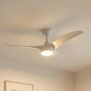 Lindby Ανεμιστήρας οροφής LED Briya, λευκός, Ø 116 cm, CCT, ρυθμιζόμενος, Λευκό, Σαλόνι / τραπεζαρία, Πλαστικό, σύγχρονο