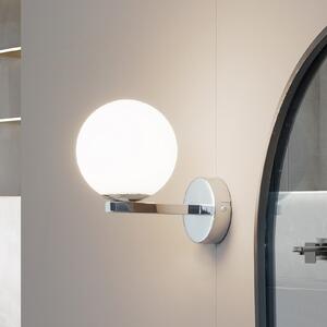 Lucande Φωτιστικό τοίχου Bidolo, χρώμιο, γυαλί, Ø 12 cm, IP44, ρυθμιζόμενος, Μεταλλικό, Μπάνιο, Γυαλί, Σφαίρα