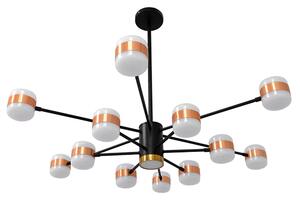 GloboStar® ORNATE 01553 Μοντέρνο Φωτιστικό Οροφής LED 104 Watt Πολύφωτο Μαύρο με Μπρονζέ και Χρυσές Λεπτομέρειες Μεταλλικό Λευκό Ημέρας 4500k Πλέγμα Φ63 x Y36-45cm