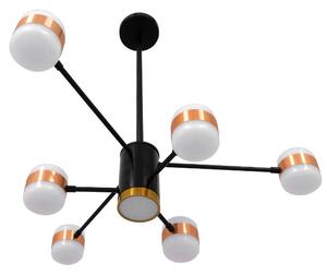 GloboStar® ORNATE 01552 Μοντέρνο Φωτιστικό Οροφής LED 56 Watt Πολύφωτο Μαύρο με Μπρονζέ και Χρυσές Λεπτομέρειες Μεταλλικό Λευκό Ημέρας 4500k Πλέγμα Φ63 x Y36-45cm