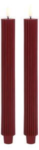 Uyuni - Κερί Taper LED Grooved 2-pack 3,2x25,5 cm Wine Κόκκινο/Smooth Uyuni Lighting