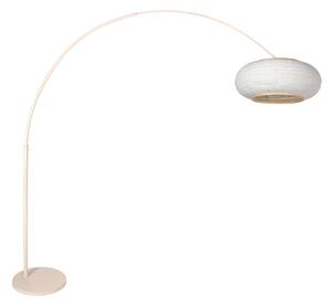 Steinhauer Καμπύλη λάμπα δαπέδου Sparkled Light κρεμ/γκρι λινό, 240 cm, Μπεζ, Σαλόνι / τραπεζαρία, Μέταλλο