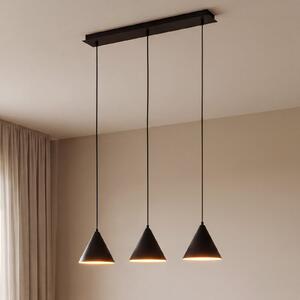 TK Lighting Κρεμαστό φωτιστικό Cono, 3 λάμπες, μαύρο, E27, ρυθμιζόμενος, Μαύρο, Σαλόνι / τραπεζαρία, Μέταλλο, σύγχρονο