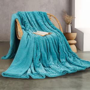Κουβέρτα Fleece Υπέρδιπλη Με Γουνάκι (220x240) Rythmos Jollein Τυρκουαζ