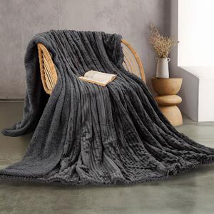 Κουβέρτα Fleece Υπέρδιπλη Με Γουνάκι (220x240) Rythmos Jollein Ανθρακι