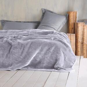 Κουβέρτα Βελουτέ Μονή (160x220) Rythmos Velour Ασημι