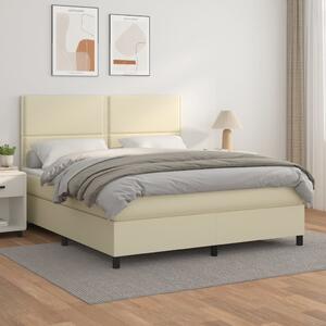 VidaXL Κρεβάτι Boxspring με Στρώμα Κρεμ 160x200εκ. από Συνθετικό Δέρμα