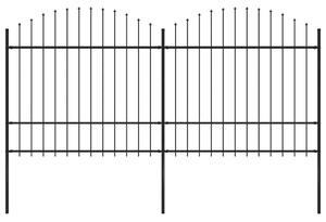 VidaXL Κάγκελα Περίφραξης με Λόγχες Μαύρα (1,5-1,75) x 3,4 μ. Ατσάλινα