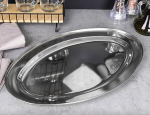 Πιατέλα σερβιρίσματος Excellent Houseware από ανοξείδωτο ατσάλι με διαστάσεις 45x29cm - Silver
