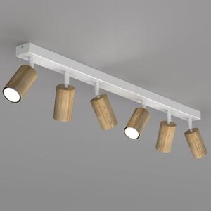 Luminex Φωτιστικό οροφής Nisse, λευκό, μήκος 90 cm, 5 φτερά, ξύλο/μέταλλο, ρυθμιζόμενος, Λευκό, Σαλόνι / τραπεζαρία, Ξύλο, Οροφή πολλαπλής φλόγας