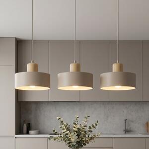 EMIBIG LIGHTING Κρεμαστό φωτιστικό Torin, μπεζ, μήκος 80 εκ., 3 λάμπες, μέταλλο/ξύλο, ρυθμιζόμενος, Μπεζ, Σαλόνι / τραπεζαρία, Μέταλλο, Σκανδιναβικό