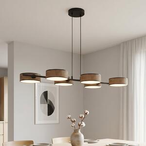 EMIBIG LIGHTING Κρεμαστό φωτιστικό DRUMZ, καφέ, μήκος 100 cm, 6 λαμπτήρες, ύφασμα, E14, ρυθμιζόμενος, Καφέ / Σκουριάς, Σαλόνι / τραπεζαρία, Ύφασμα / Κλωστοϋφαντουργία, σύγχρονο