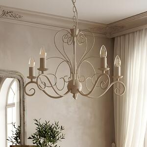 Luminex Πολυέλαιος Mauro, μπεζ, 5 φλόγες, Ø 62 cm, μέταλλο, E14, ρυθμιζόμενος, Μπεζ, Σαλόνι / τραπεζαρία, Μέταλλο, Αντίκα