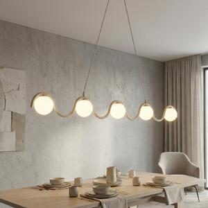 EMIBIG LIGHTING Κρεμαστό φωτιστικό SINUS, μπεζ, μήκος 110 εκ., 5 λάμπες, μέταλλο/γυαλί, ρυθμιζόμενος, Μπεζ, Σαλόνι / τραπεζαρία, Γυαλί, σύγχρονο, Σφαίρα
