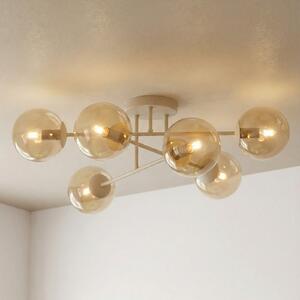 EMIBIG LIGHTING Φωτιστικό οροφής ROMA, μπεζ, Ø 75 cm, 6 λάμπες, γυαλί/μέταλλο, E14, ρυθμιζόμενος, Μπεζ, Σαλόνι / τραπεζαρία, Γυαλί, σύγχρονο, Σφαίρα